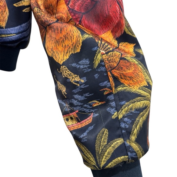 Industry Republic Crop Bomber Jacket Floral Farm Rio Vibe Jungle Tropical Size M - Picture 15 of 16